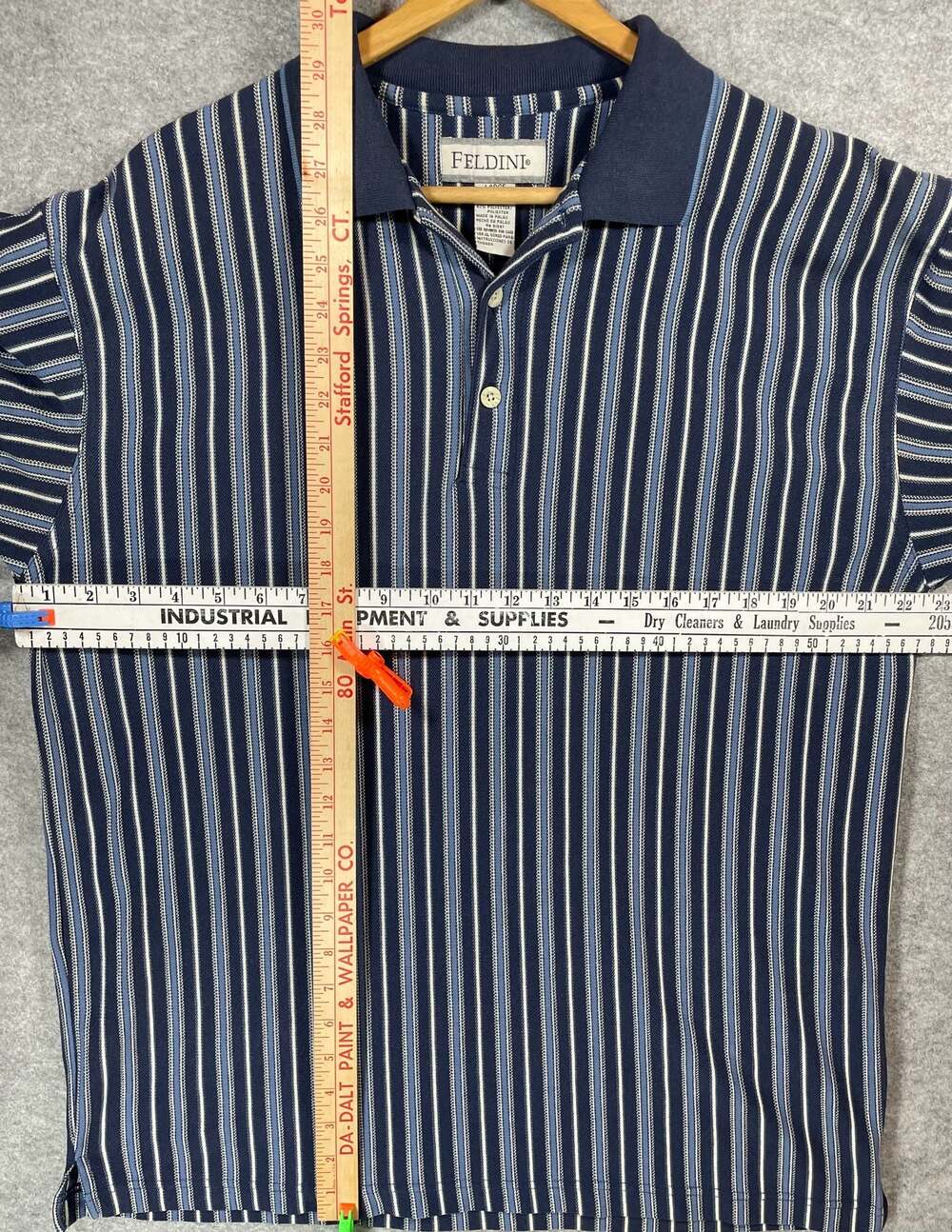 Feldini Vintage 90s Striped Short Sleeve Polo Shirt - Picture 3 of 5